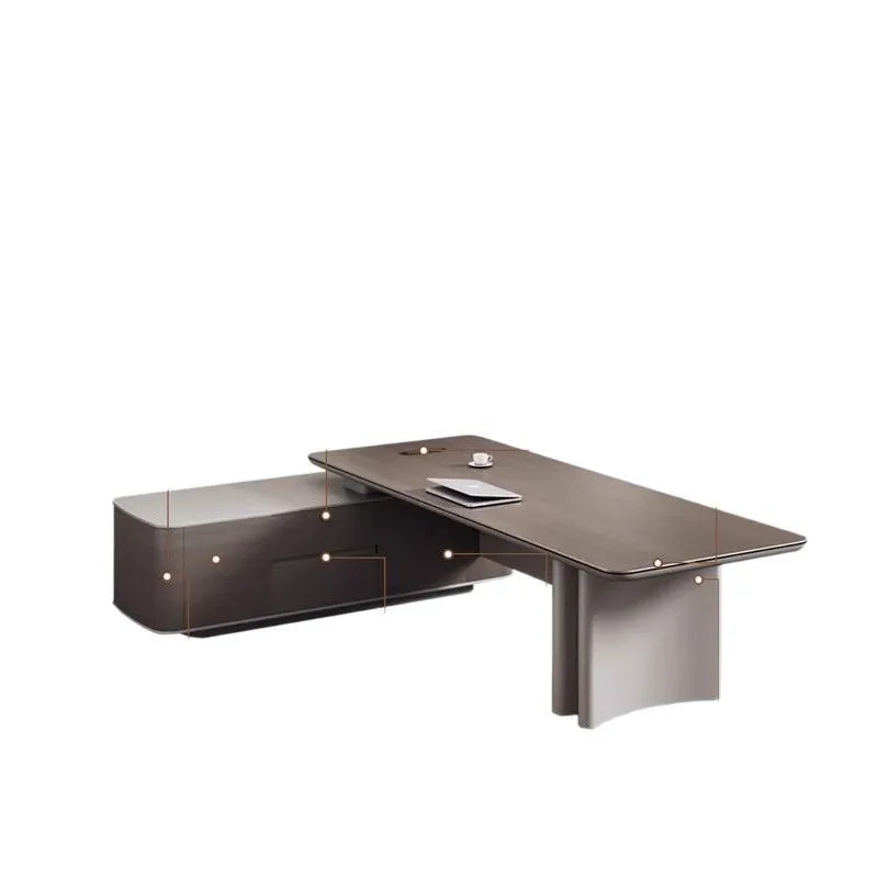 Office boss table Modern simple president table High-end atmosphere light luxury chairperson large class table and chair combina
