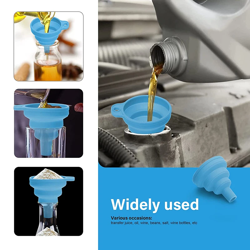 3PCS Car Engine Oil Funnel Foldable Silicone Oil Filter Washer Fluid Change Gasoline Filling Tools Universal Auto Accessories