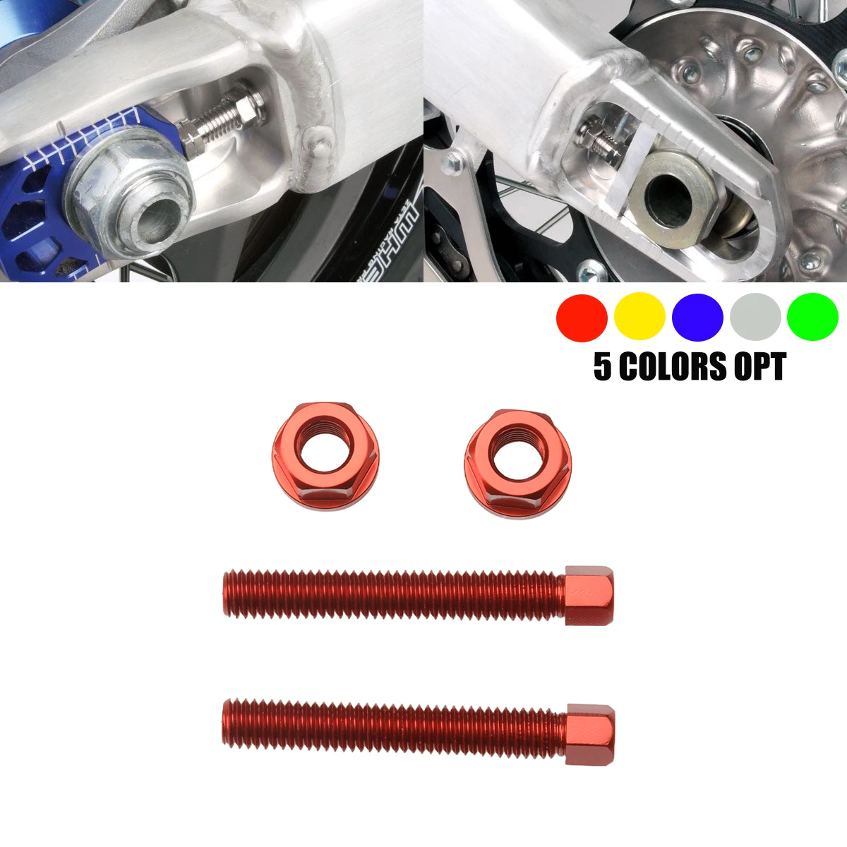 Motorcycles M8x50MM Aluminum Rear Axle Blocks Chain Adjuster Bolt For HONDA CRF KAWASAKI SUZUKI YAMAHA Universal Accesorios