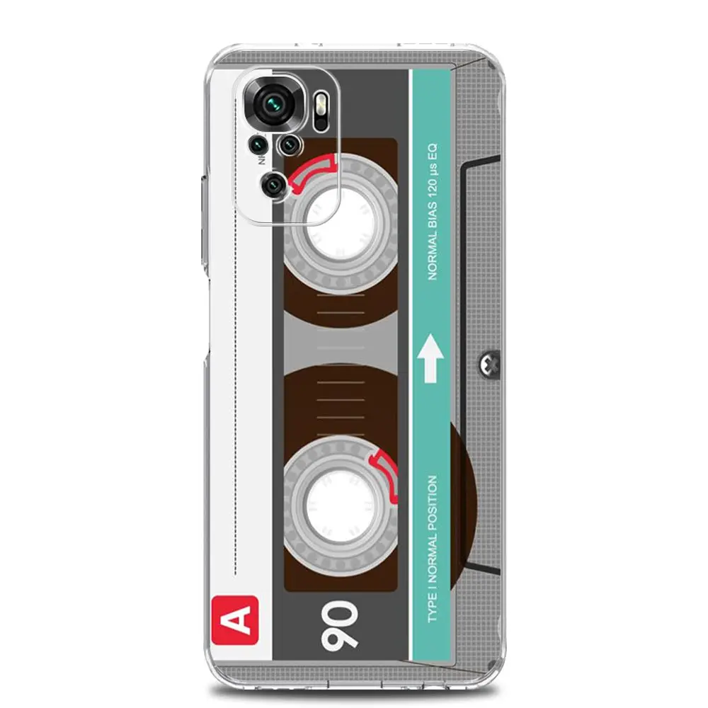 Cassette Tape Phone Case For Xiaomi Redmi Note 13 12 5G 9S 9 8 10 11 Pro Plus 4G 9T 13C 12C10C 9C 9A 7 Clear Cover