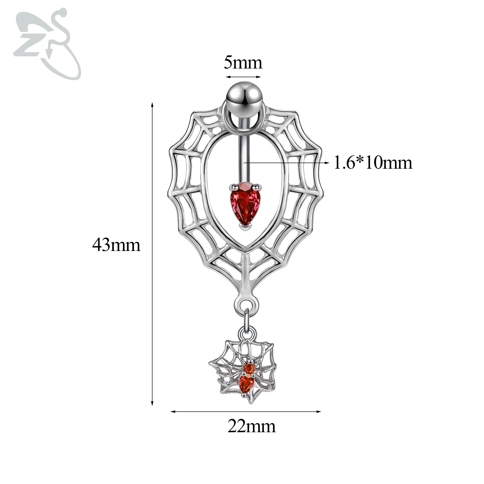 Black Stainless Steel Belly Button Ring, Gothic Skull