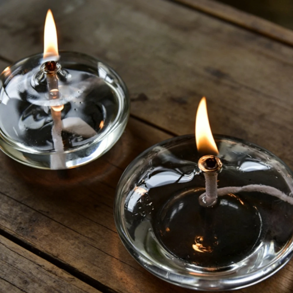 Creative Round Glass Candle Holder Smokeless Butter Lamp Wedding Dinner Table Decoration Ornaments for Modern Household