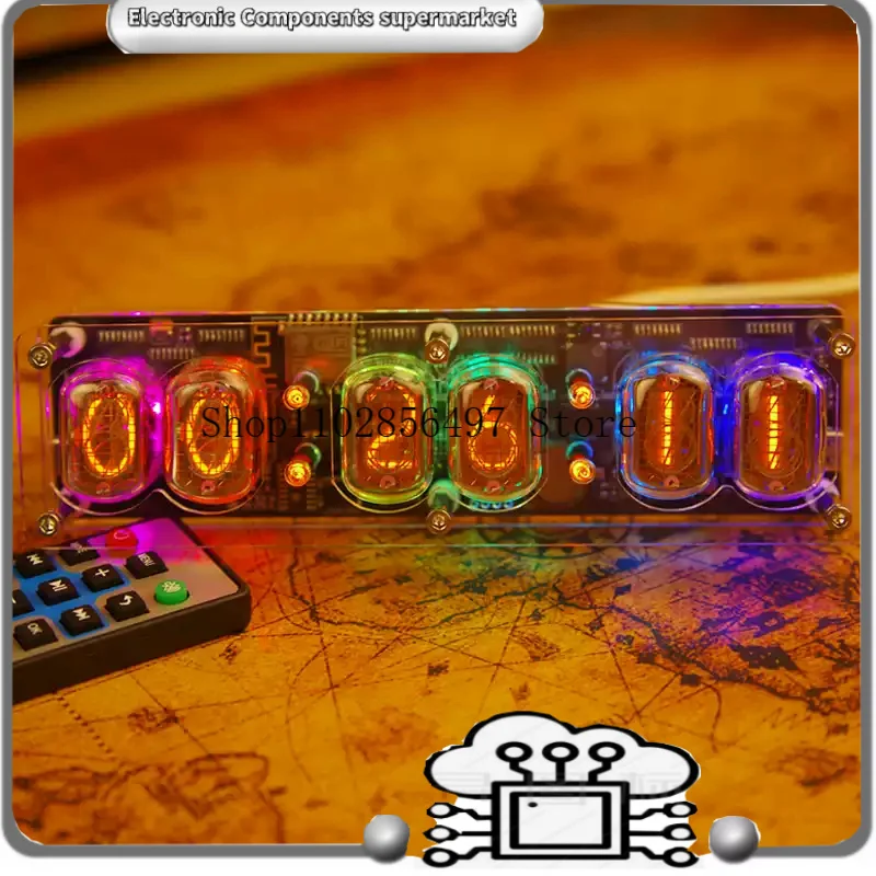 

RGB 6-значный IN-12 Nixie Glow Tube Часы IN12 со светодиодной подсветкой WIFI автоматическое время калибровки Тип C 5 В