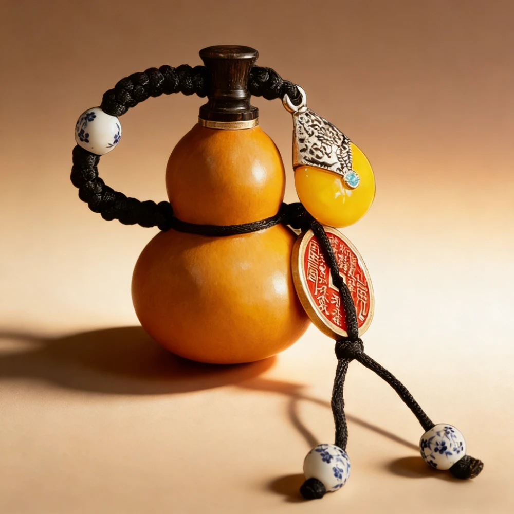 Accessoires pour épée en gourde, nouvelle gourde naturelle authentique, ouverture en cuivre, petite gourde à vin en forme de poignée, ornement pendentif