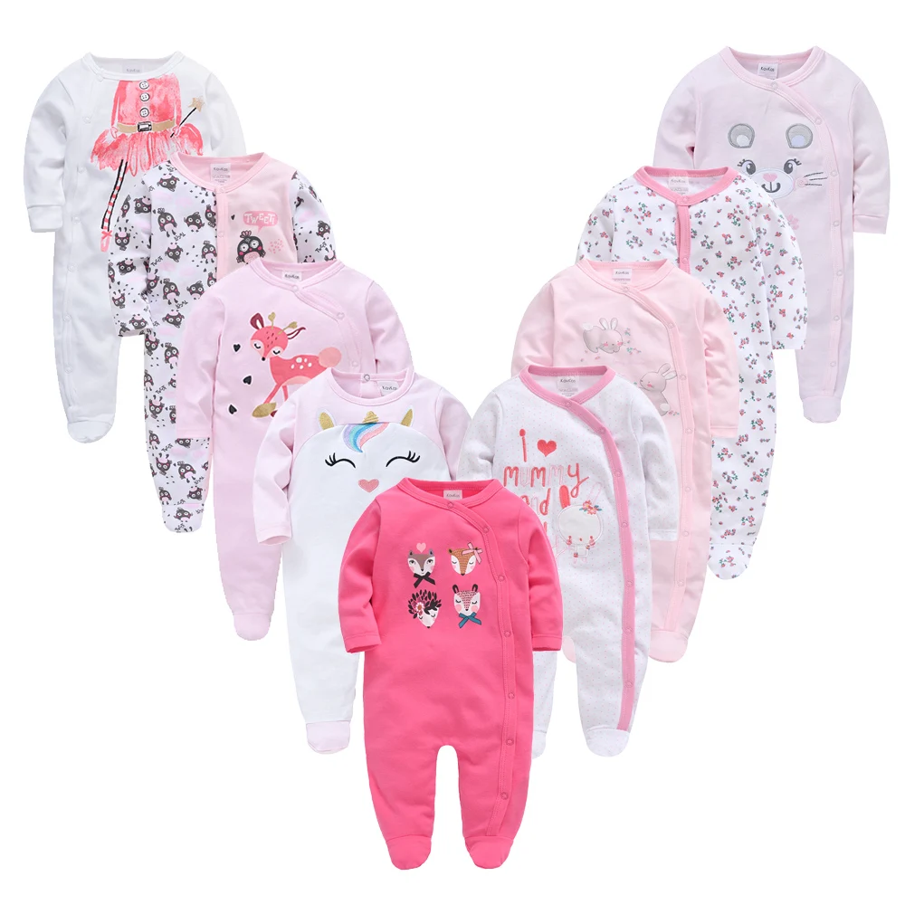 

2 Pcs/Lot Baby Girls Romper Pink Cute Jumpsuit Newborn Clothes Kids 100% Cotton Soft Overalls Baby Clothing Set For 0-12M