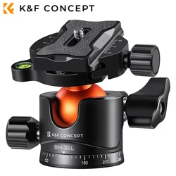 K&F Concept Panoramic Tripod Ball Head Mount Adapter 36mm with 1/4 inch Quick Release Plate Bubble Level Load Capacity 35.2 lbs