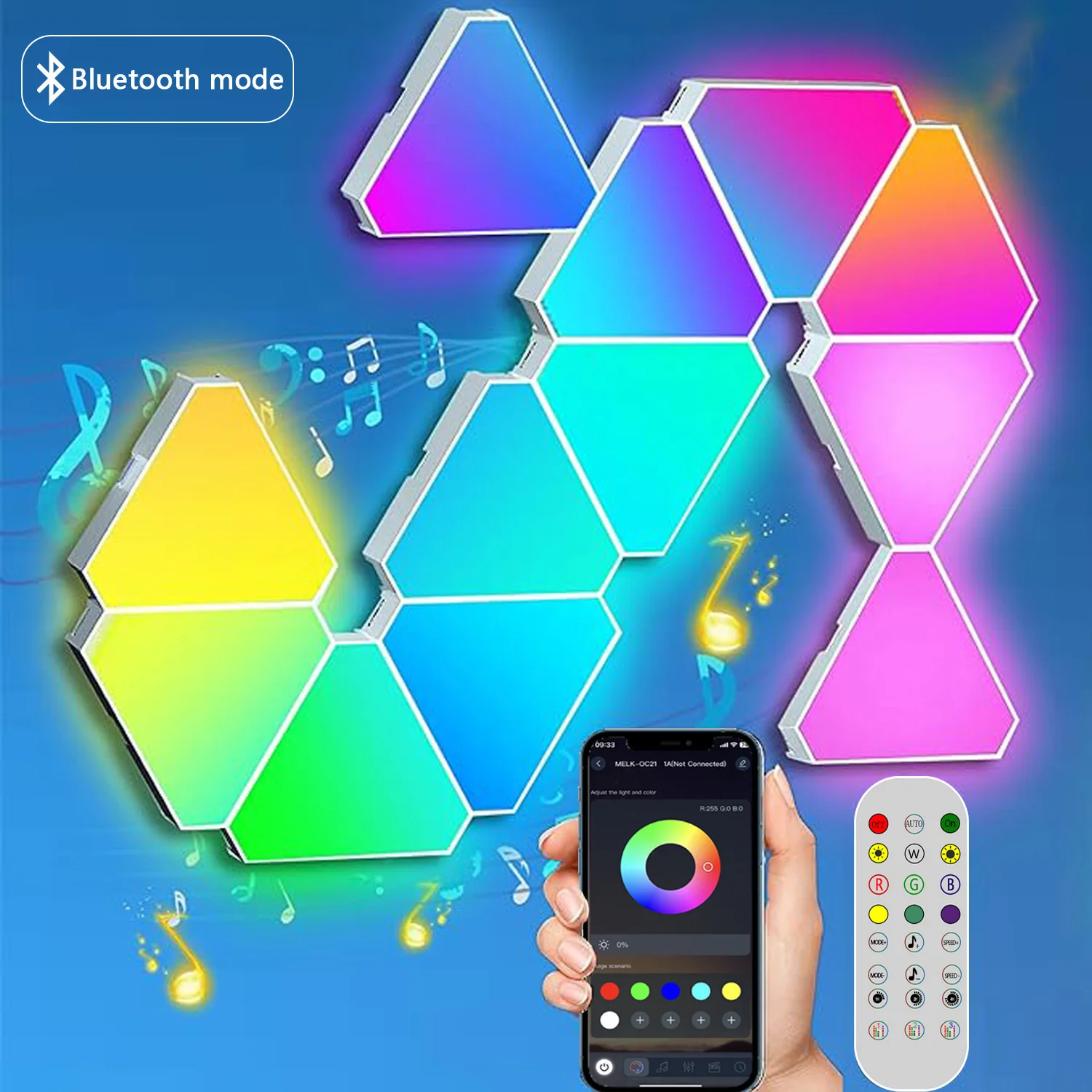 

Украшение игровой комнаты и комнаты Rgb IC Led Треугольные настенные светильники Usb 5v Приложение Bluetooth для управления настенными светильниками «сделай сам»