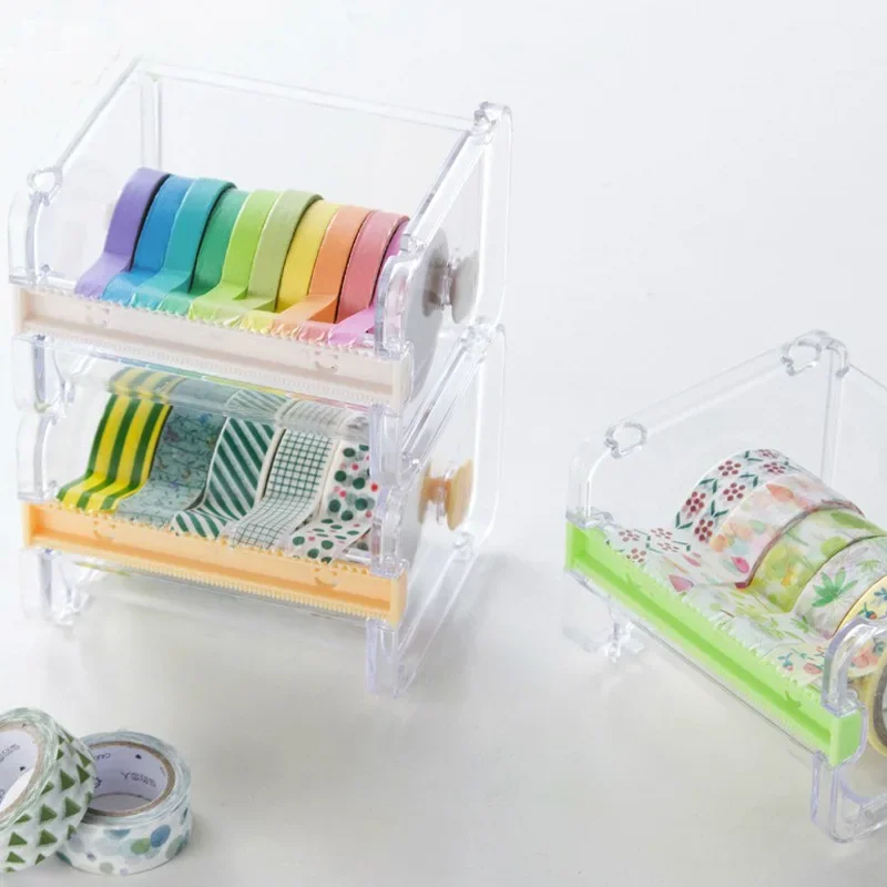 Office Paper Tape Small Items Storage Cutter Storage Box Student Creative Stationery Paper Tape Rack Transparent Storage Rack