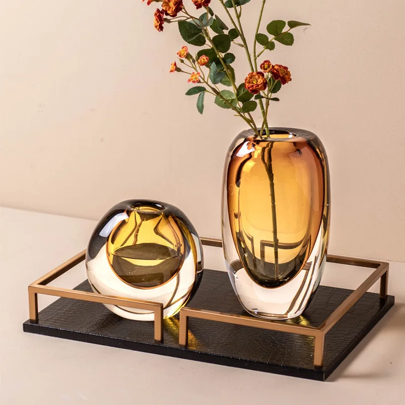 Gradient Two-color Glass Vase, Dining Table Flower Arrangement, Glass Container, Aromatherapy Diffuser, Living Room Decoration