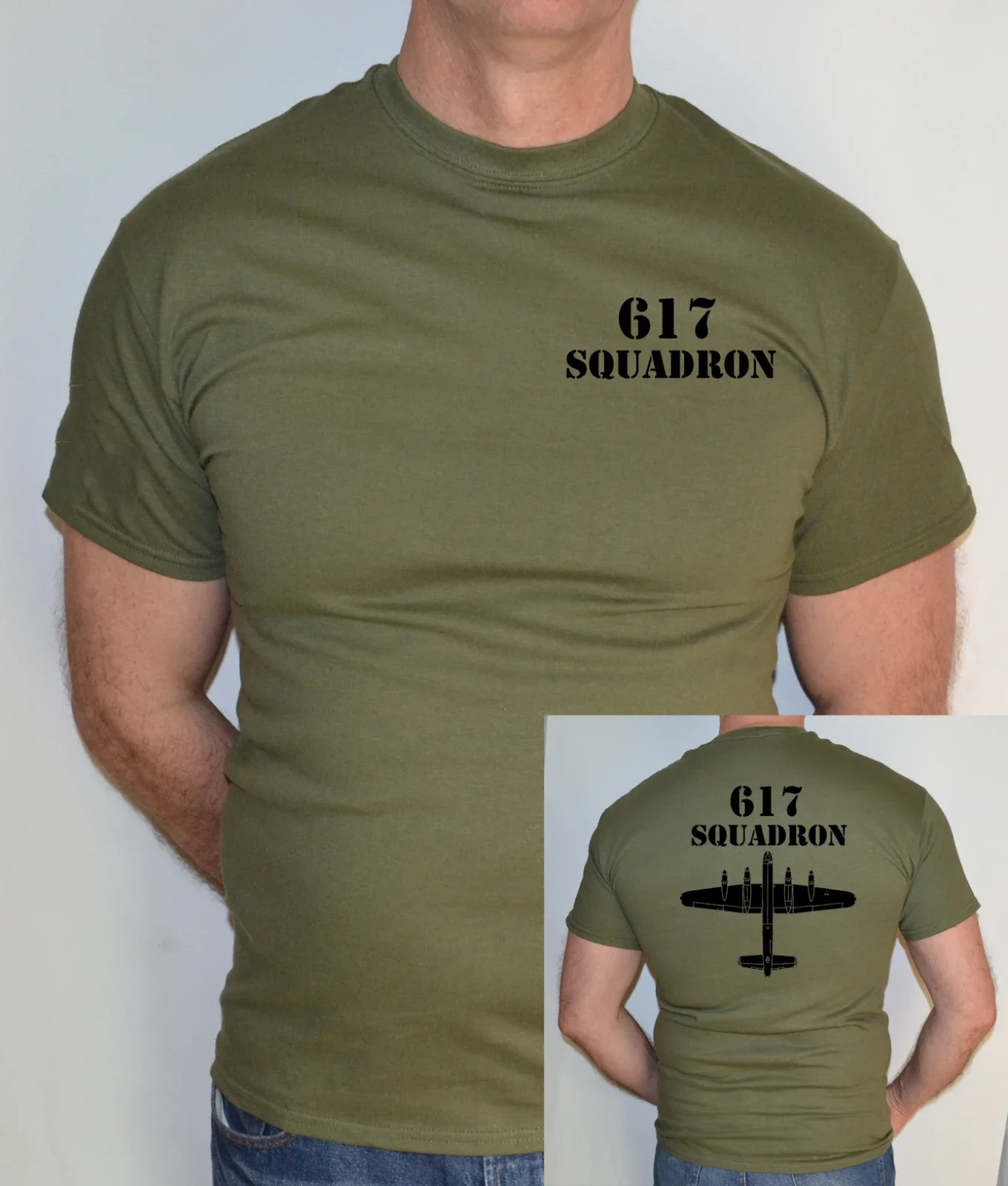 

AVRO LANCASTER 617 SQUADRON WW2 AIRPLANE FLIGHT T SHIRT Loose Mens Top New Two Sides Printed Tees