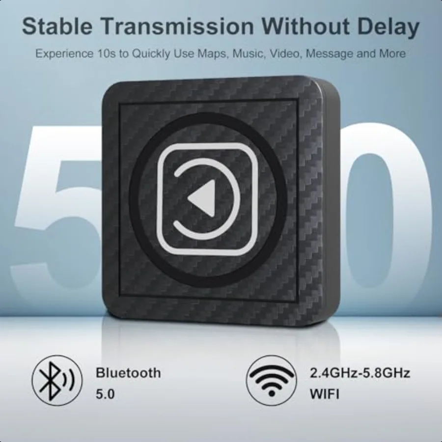 Адаптер Wirel CarPlay Android Auto Convert Factory Wired to Wirel, совместимый с автомобилями из 2017 года iPhone iOS 10+ Android 11+ Plug