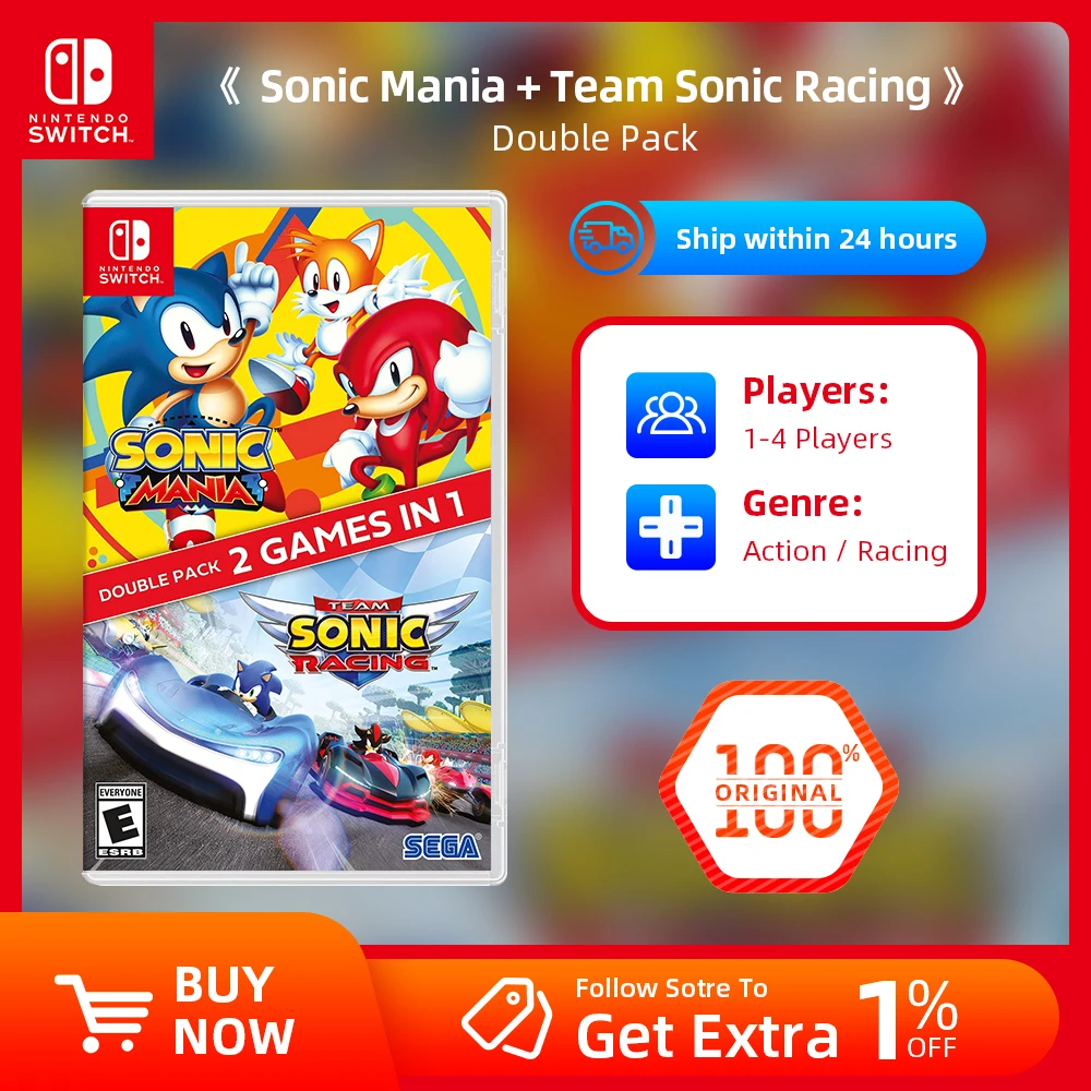 Nintendo Switch Game Deals - Sonic Mania and team sonic racing - Games Physical Cartridge Support TV Tabletop Handheld Mode