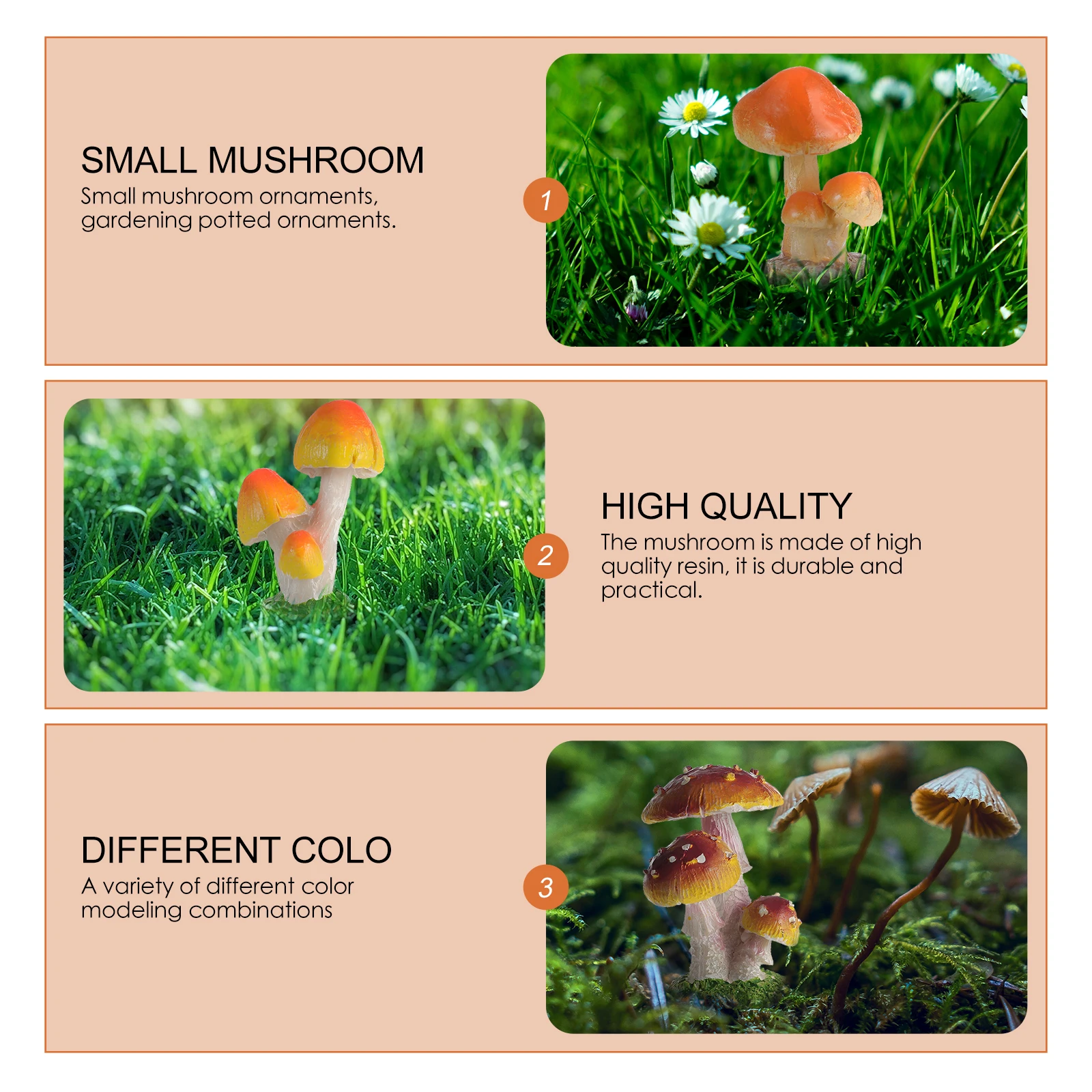 

6pcs Mini Mushroom Resin Crafts Fairy Garden Decorations Creative Home Table Adornment Unique Simulation Mushroom Ornament Micro