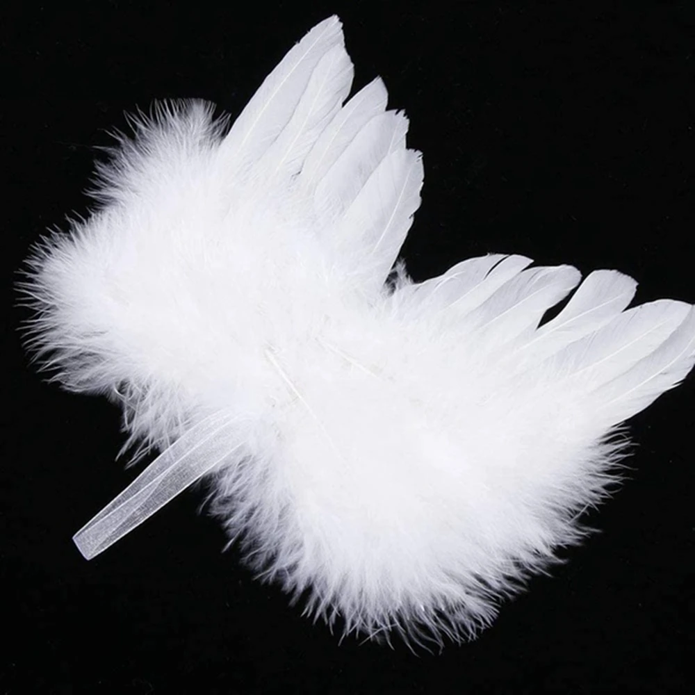 Lovely 10Pcs Party Wedding White Hanging Ornament Angel Wings Christmas Tree Decor Feather Wing