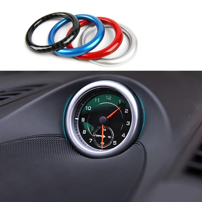 1Pc Aluminium Alloy Clock Compass Stopwatch Decoration Ring Car Interior Accessories For Porsche 718 911 Macan Cayenne Panamera