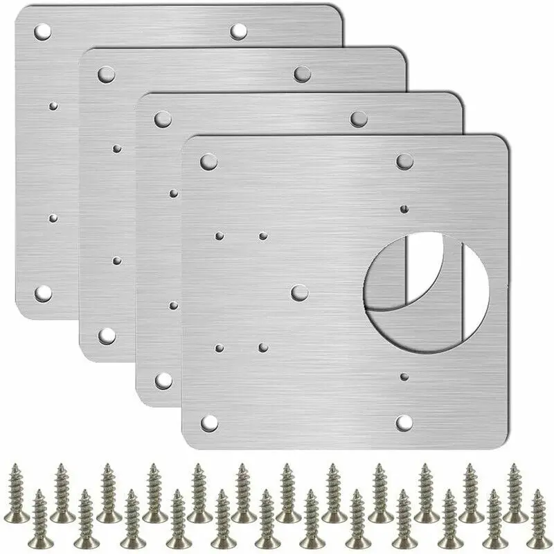 Placa de reparación de bisagras de acero resistente al óxido, herramienta de montaje de reparación de armario con tornillos para cajón de muebles de