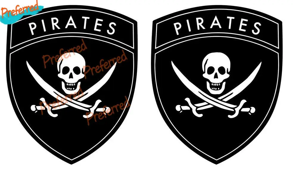 

2 X PIRATES COAT OF ARMS FLAG 5cmX4cm STICKER STICKER CAR MOTO BIKER