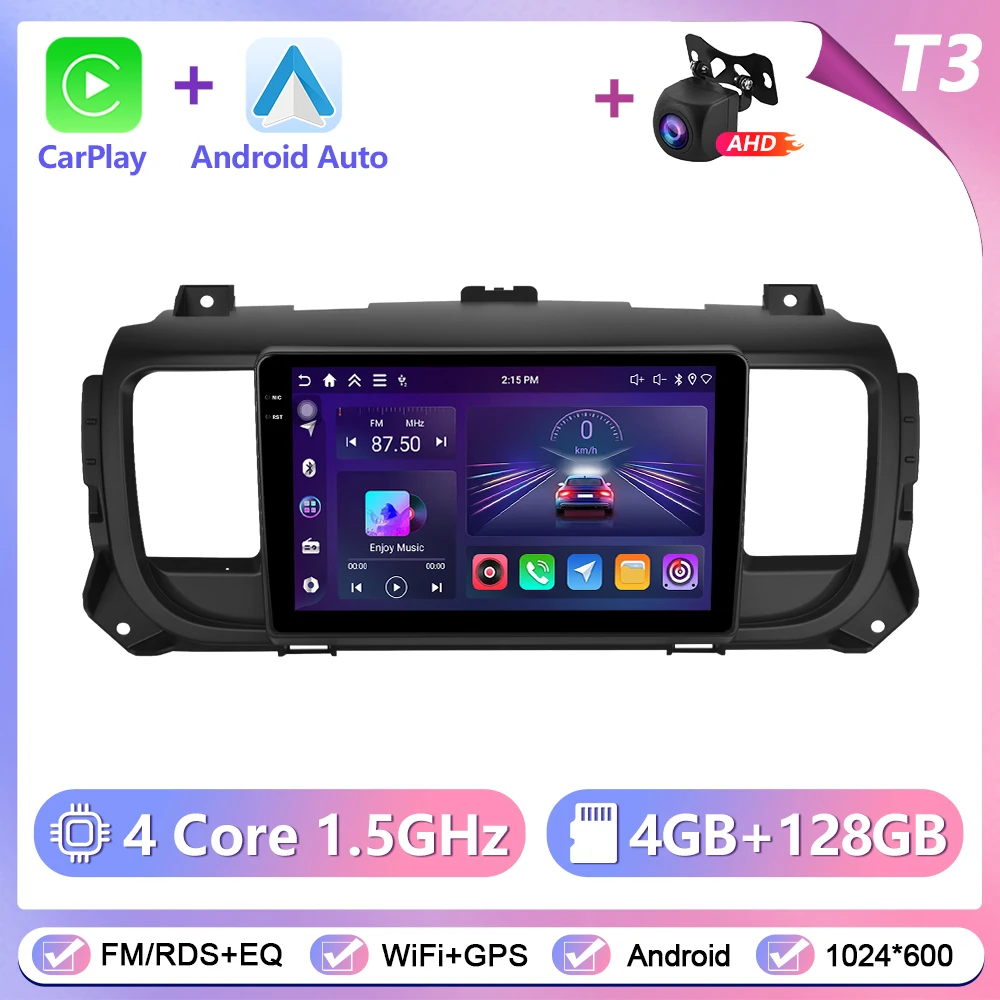 Podofo 9 inch autoradio voor Citroen Jumpy 3/Peugeot Expert/Toyota Proace 2016 draadloze CarPlay Android Auto WiFi GPS stereo