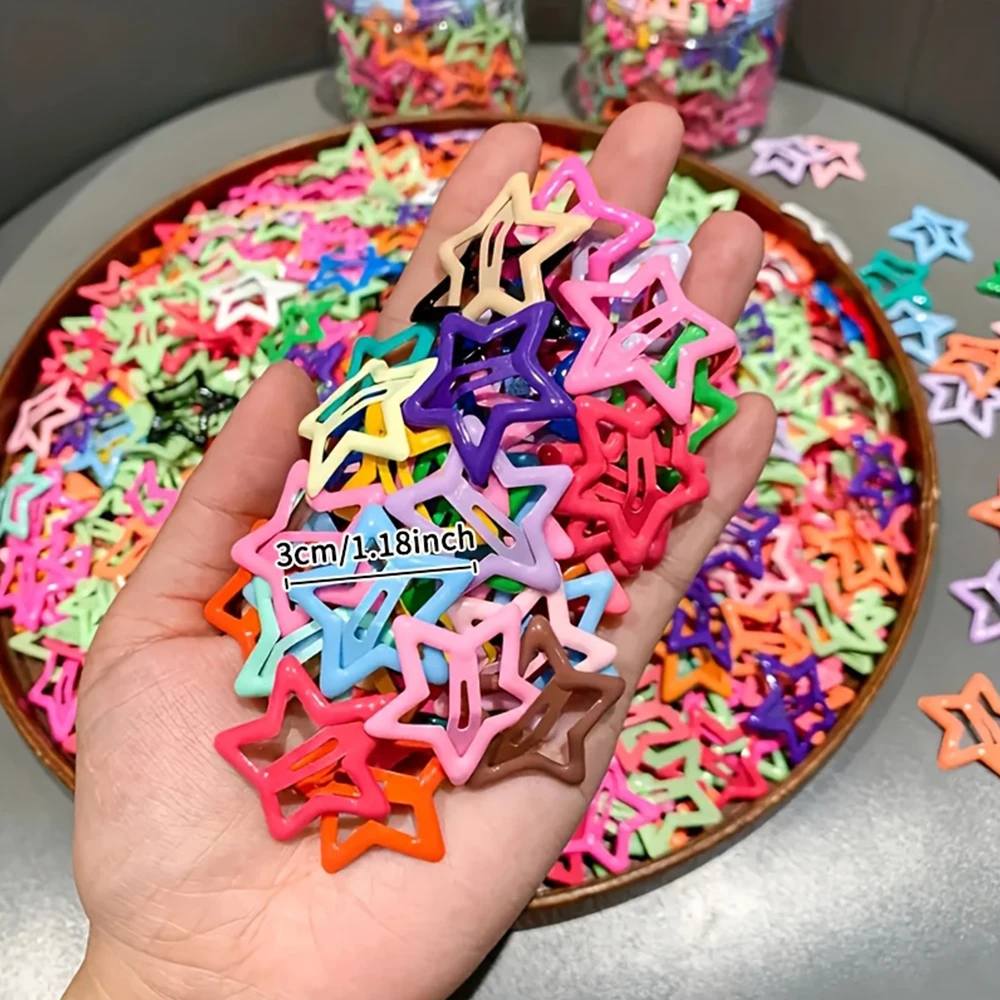 60 Stück zufällig ausgewählte Macaron-Farbene Hohle Pentagramm-Haarspangen, Süße Niedliche Mädchen-Seitenklammern für abstehendes Haar, Vielseitige Haaraccessoires für Kinder – Detail 3