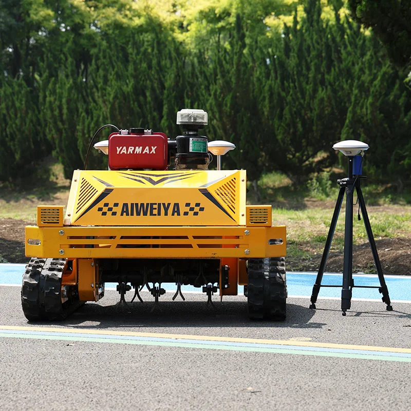 Customized Cordless Automatic crawler flail Mower, Radio Control Rechargeable Robot Mower for small family garden lawn