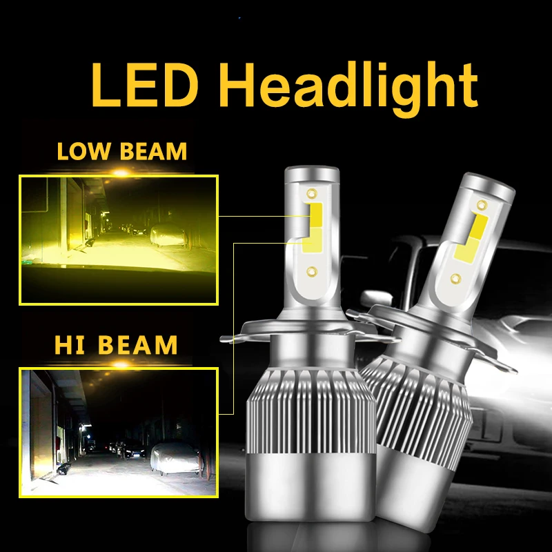 PANDUK 2 Pcs Car Headlight Bulb H1 led H3 H4 H7 H1 Led Super Bright 3000k 6000K Double Color Headlamp H11 9005 LED 9006 HB4 880