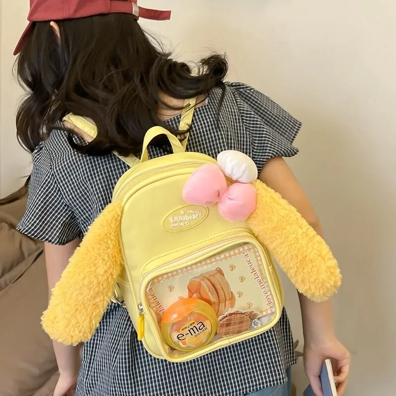 Disney CookieAnn Big Ears Pain Bags Girls Transparents Pockets Kawaii College Bags Cute Lolita Ita Bags Student Small Backpack