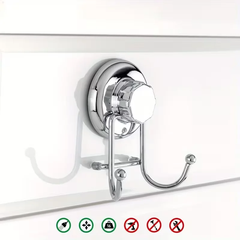 Suction cup hook towel rack wall hook toilet paper hanger for hanging kitchen and bathroom supplies easy to install view 2
