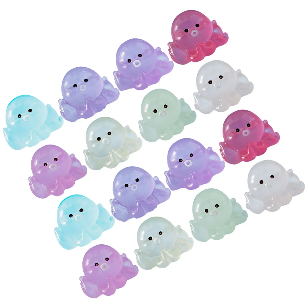16 Pcs Cartoon Miniature Octopus Figurines Statue Resin Micro Landscape Garden Statues Decor