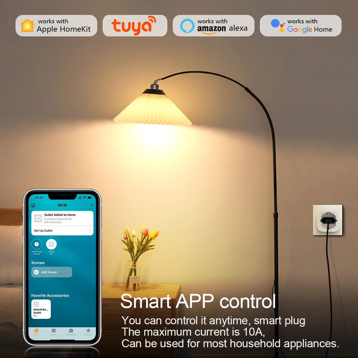 Tuya/Homekit Smart Socket EU16A Wifi Smart Plug With Power Monitoring Smart Life APP Control Support Google Assistant Alexa