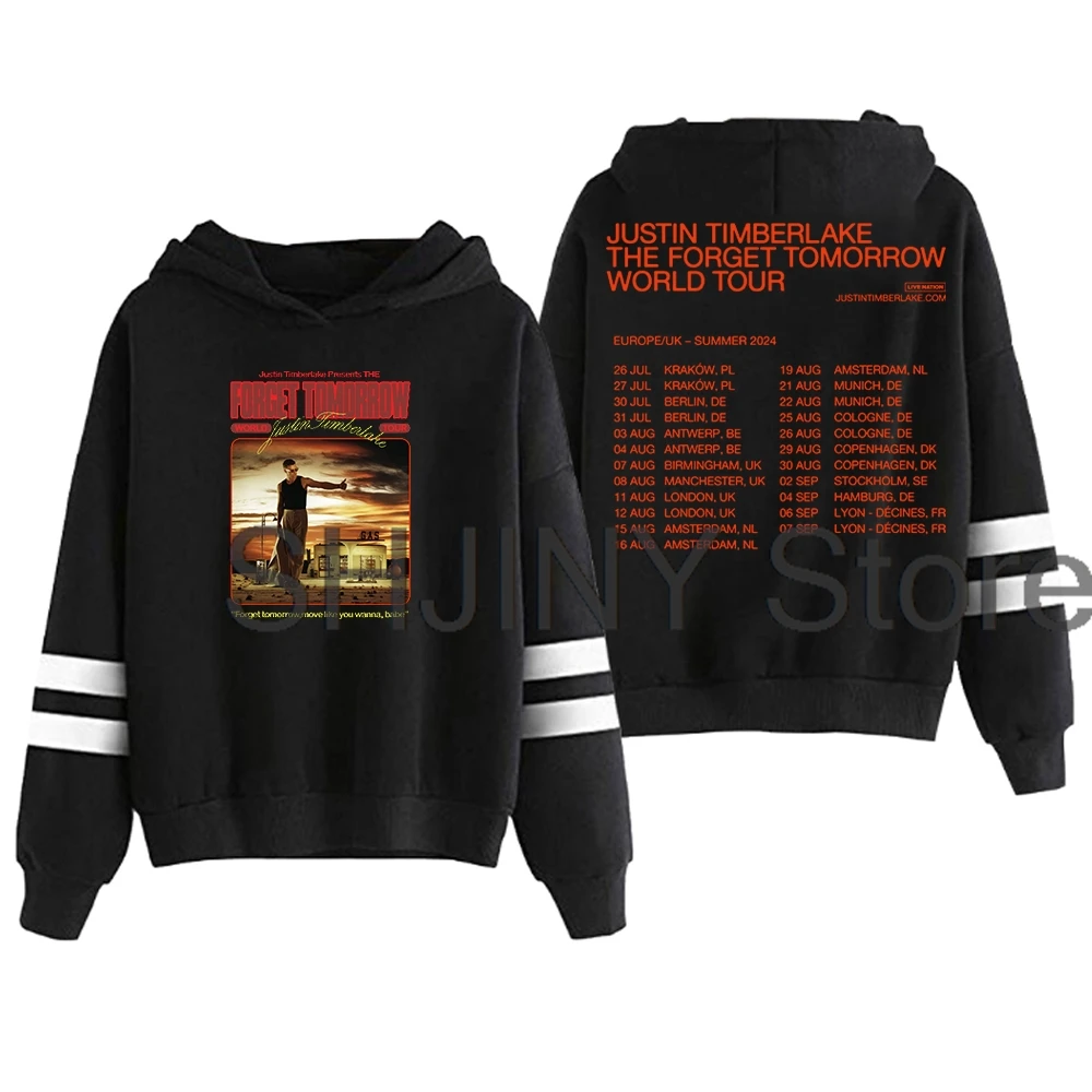 

Justin Timberlake Hoodie The Forget Tomorrow Europe 2024 Tour Pocketless Parallel Bars Sleeve Streetwear Women Men Sweatshirts