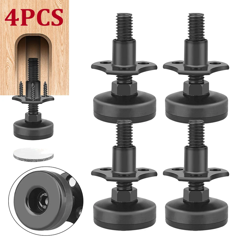 4PCS Adjustable Leveling Feet 3/8in-16 Thread Furniture Levelers Furniture Leveling Feet for Cabinets Or Tables To Adjust Height