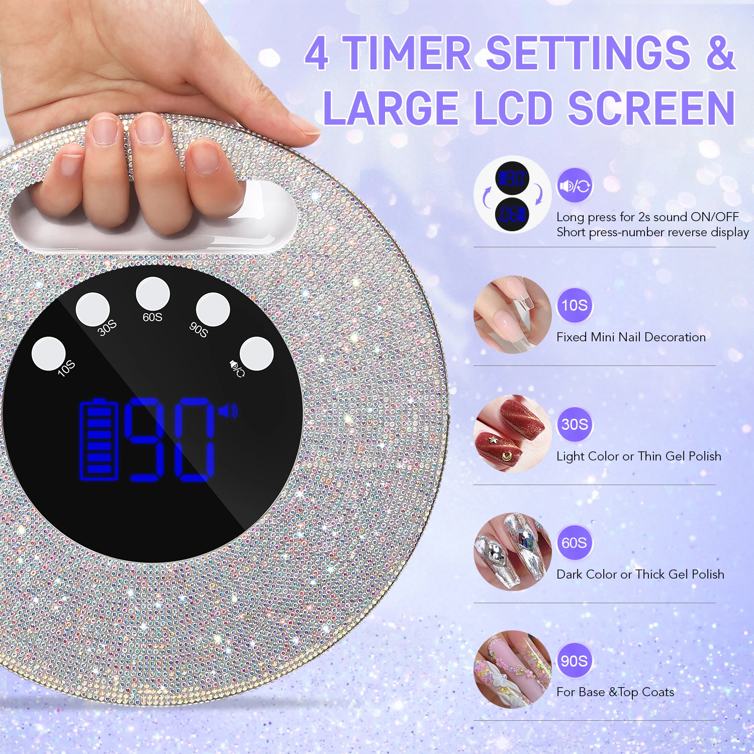 Portable 54W Nail Lamp With Handle 4 Timers Seeting Professional UV LED Lights For Gel Nail Polish Home Manicure Salon