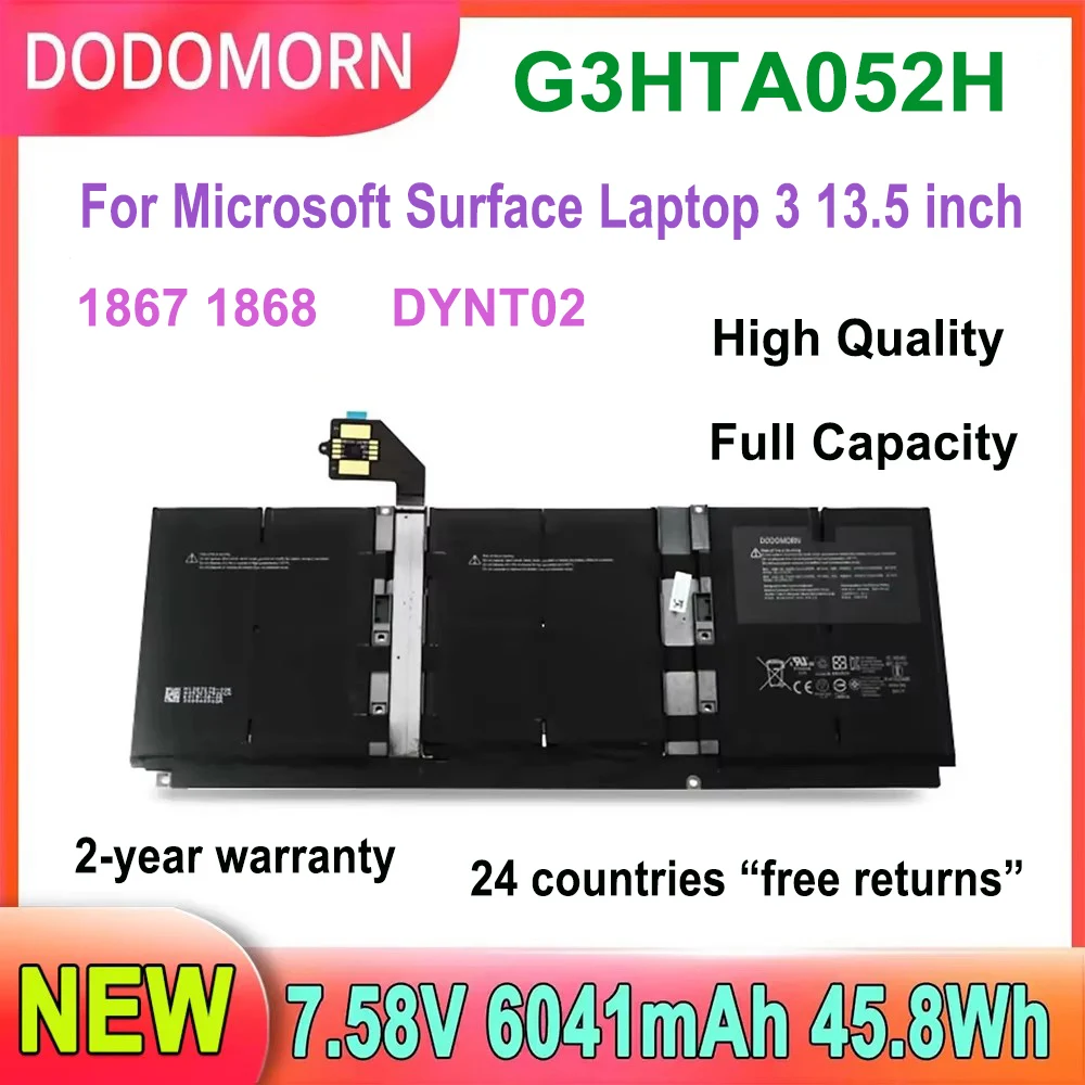 DODOMORN G3HTA052H Laptop Battery For Microsoft Surface Laptop 3 13.5 inch 1867 1868 Series DYNT02 Full Capacity 7.58V 45.8Wh