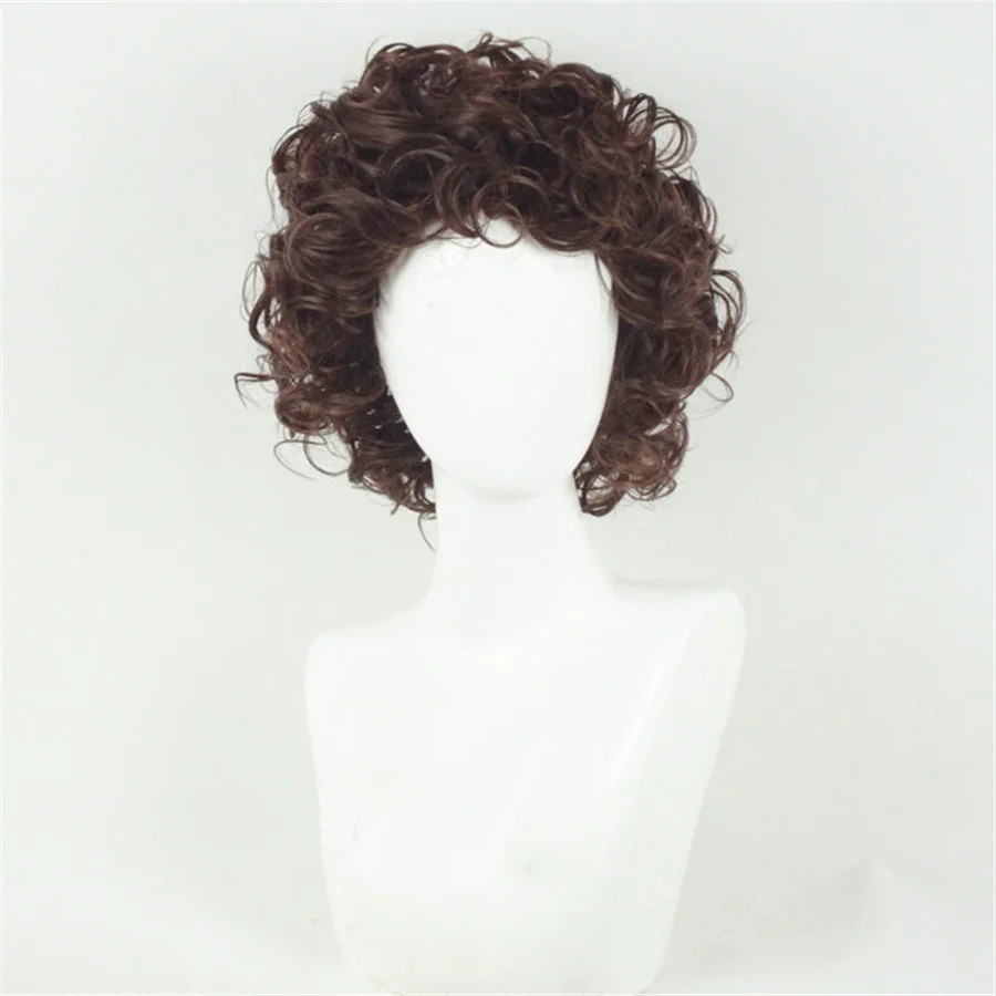 Luca Curly Short Brown Curly Cosplay Wigs Frodo Baggins Heat Resistant Synthetic Hair Role Play Wigs + Free Wig Cap