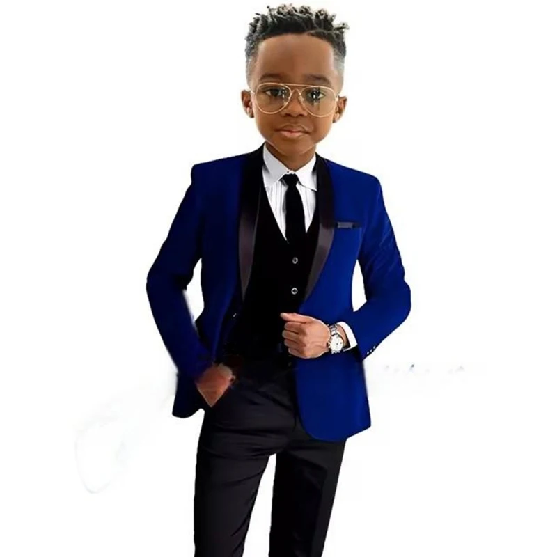 

Boys' Bright Blue Suit Set with Shawl Lapel Formal and Stylish Style Suit Set School Ceremonies Church Events Suit Set