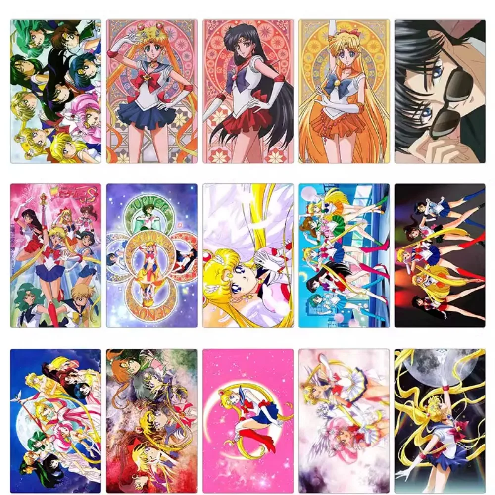 30pcs/set Sailor Moon Tsukino Usagi PVC Translucent Plastic Collectible Thin Card Anime Classics Game Collection Cards Toy Gift