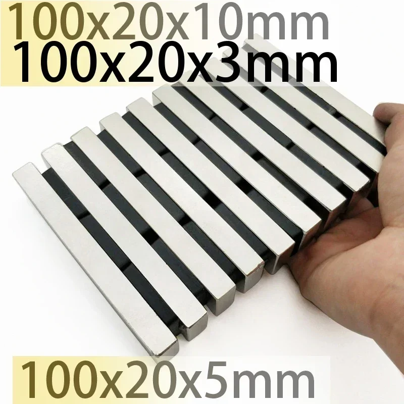 N52100x10x3 100x10x5 N35100x10x10 Rectangle Square Neodymium Generator Bar Block Strong Generation Magnets Motor Rare Magnets