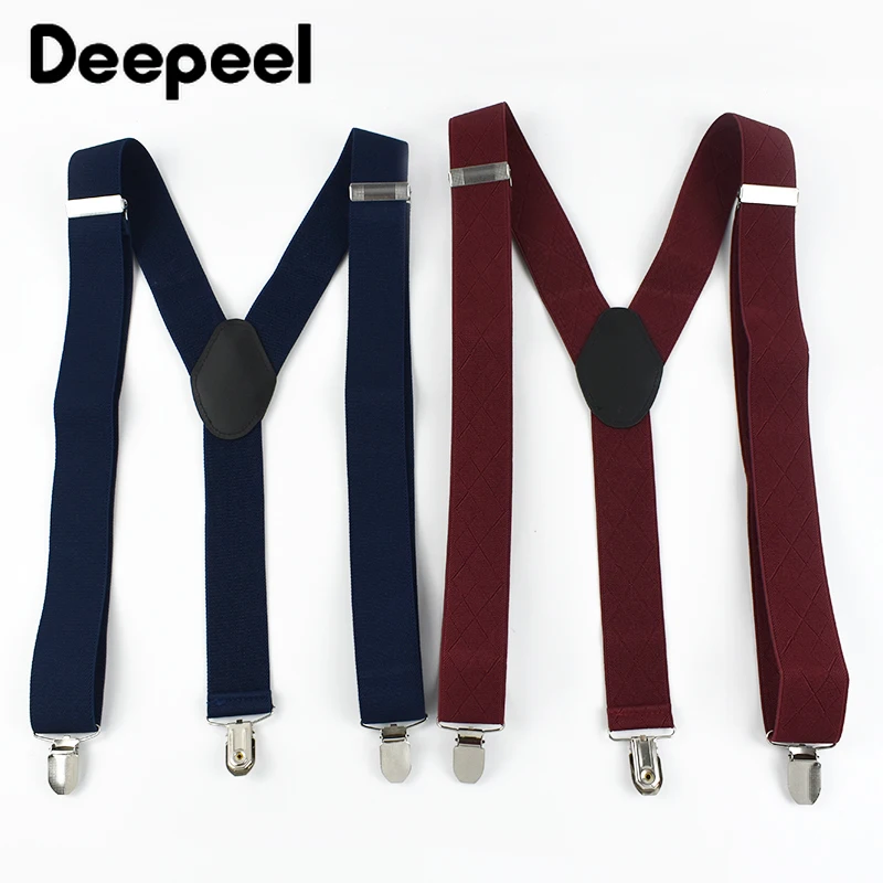Deepeel 3.5*120cm New Men Suspenders High Elastic Braces Adjustable 3 Clip Metal Buckle Shirt Suspender Wedding Suit Accessories
