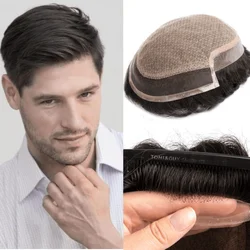 Swiss Lace Front Silk Base I Lace Style Wigs For Men Natural Hairline Toupee Men 100% Human Hair Durable System Unit Mens Wig
