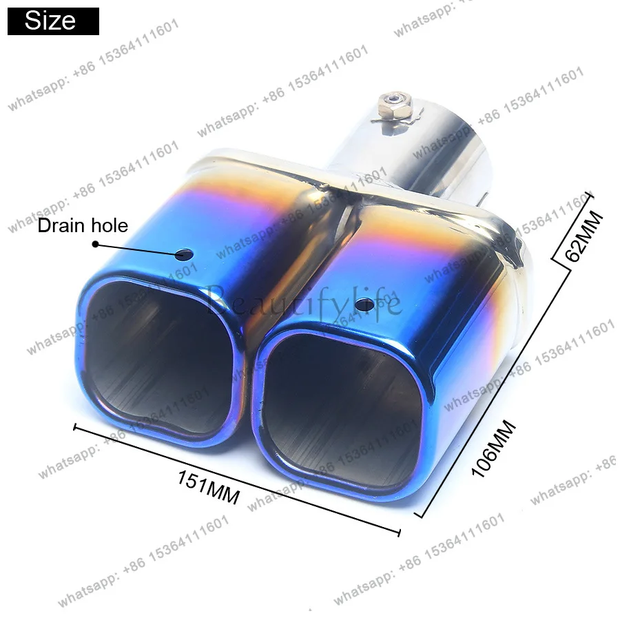 PJ modified car exhaust pipe tail throat sound wave stainless steel universal decorative cover one out two muffler