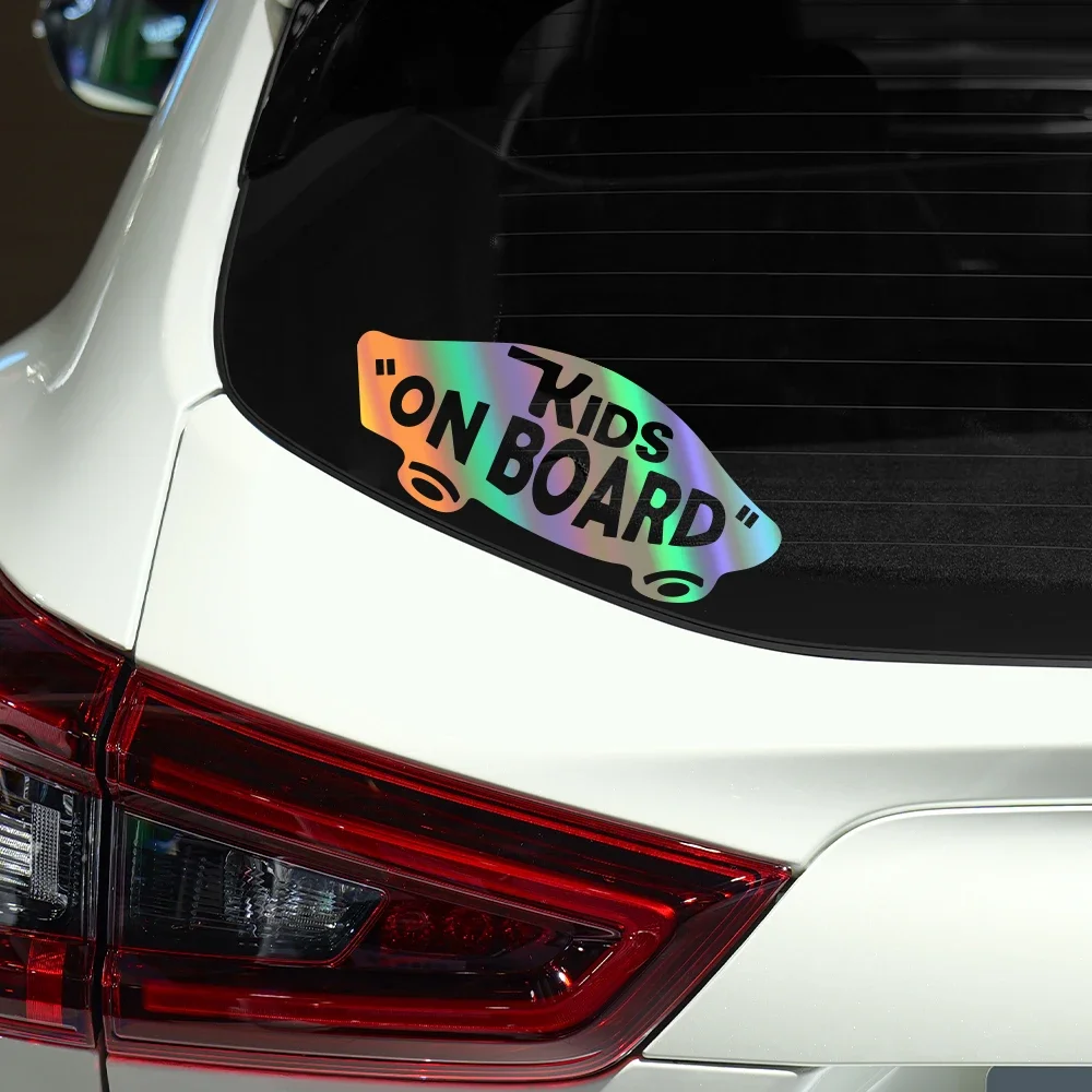 Pegatina de coche para monopatín, niños a bordo, señales de advertencia de seguridad de conducción, pegatina impermeable para decoración Exterior de coche, accesorios