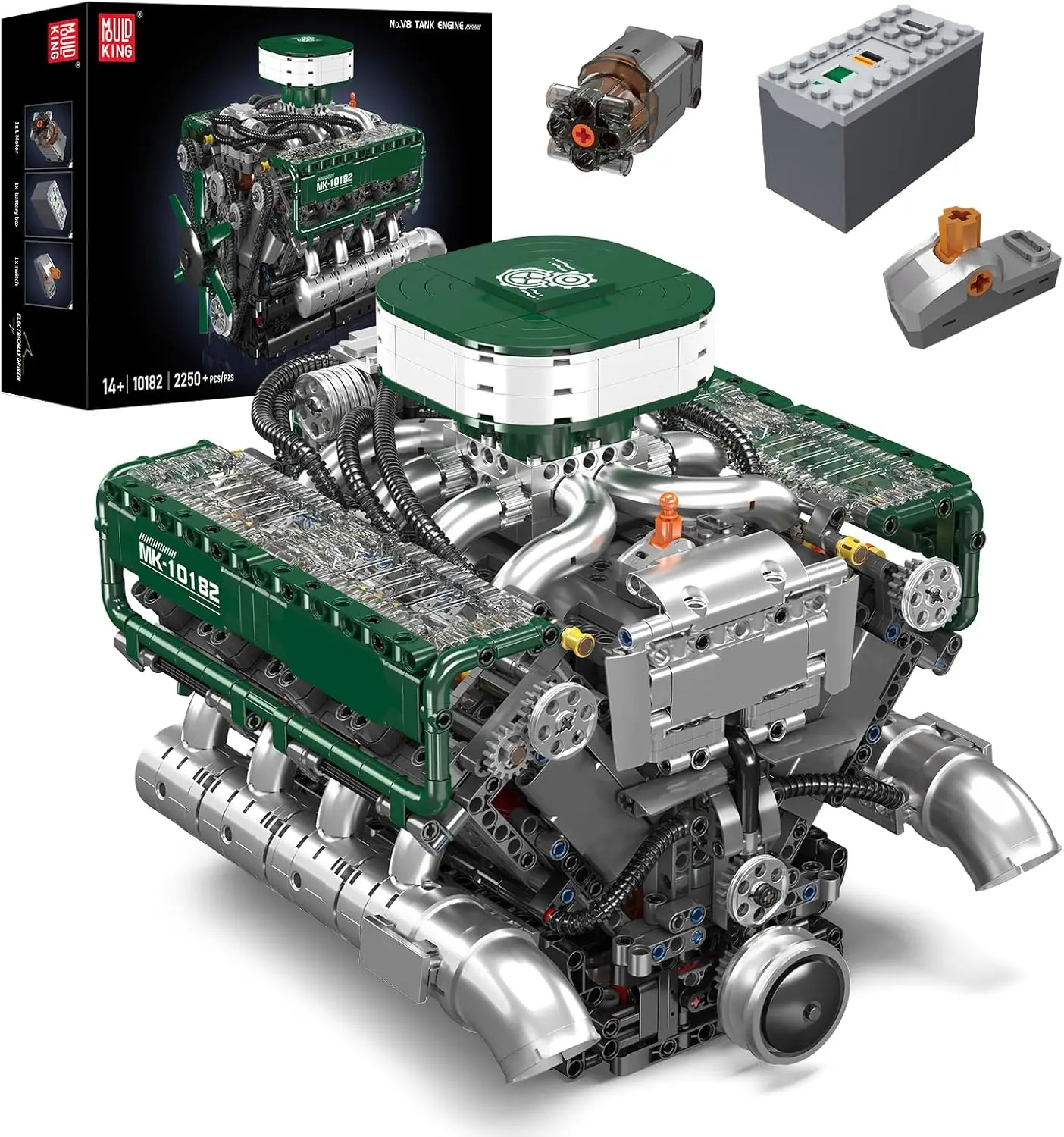 

Engine Building Blocks Sets, V8 Tank Engine Model Kit with Battery and Motor, Collectable 8-Cylinder Combustion Car
