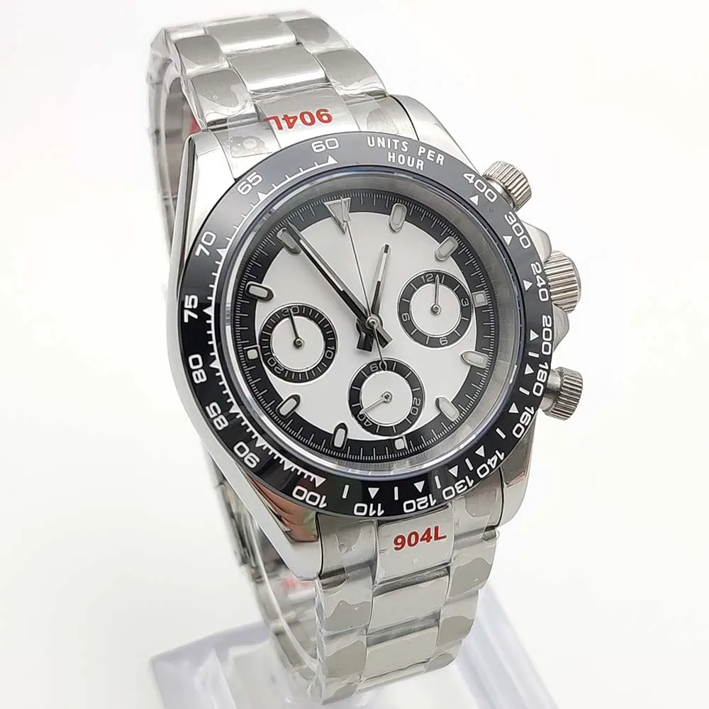 Orologio sportivo da uomo d'affari al quarzo VK63, cassa resistente all'acqua in acciaio inossidabile con cinturino con fibbia pieghevole, vetro zaffiro