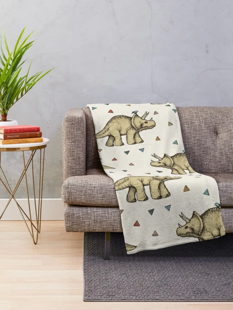 Triceratops & Triangles Throw Blanket Thermals For Travel heavy to sleep Plush Blankets