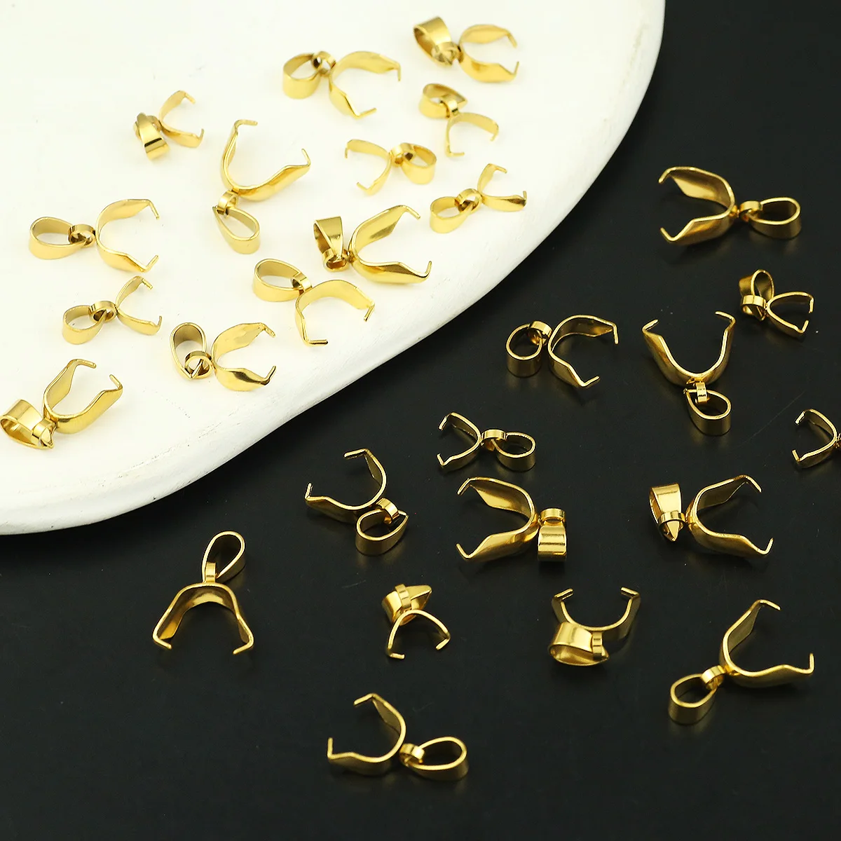 10PCS Melon Seed Stainless Steel Buttons Gold Color For Jewelry Handmade Bracelets Neckalce Pendants DIY Accessories 8/10/12mm