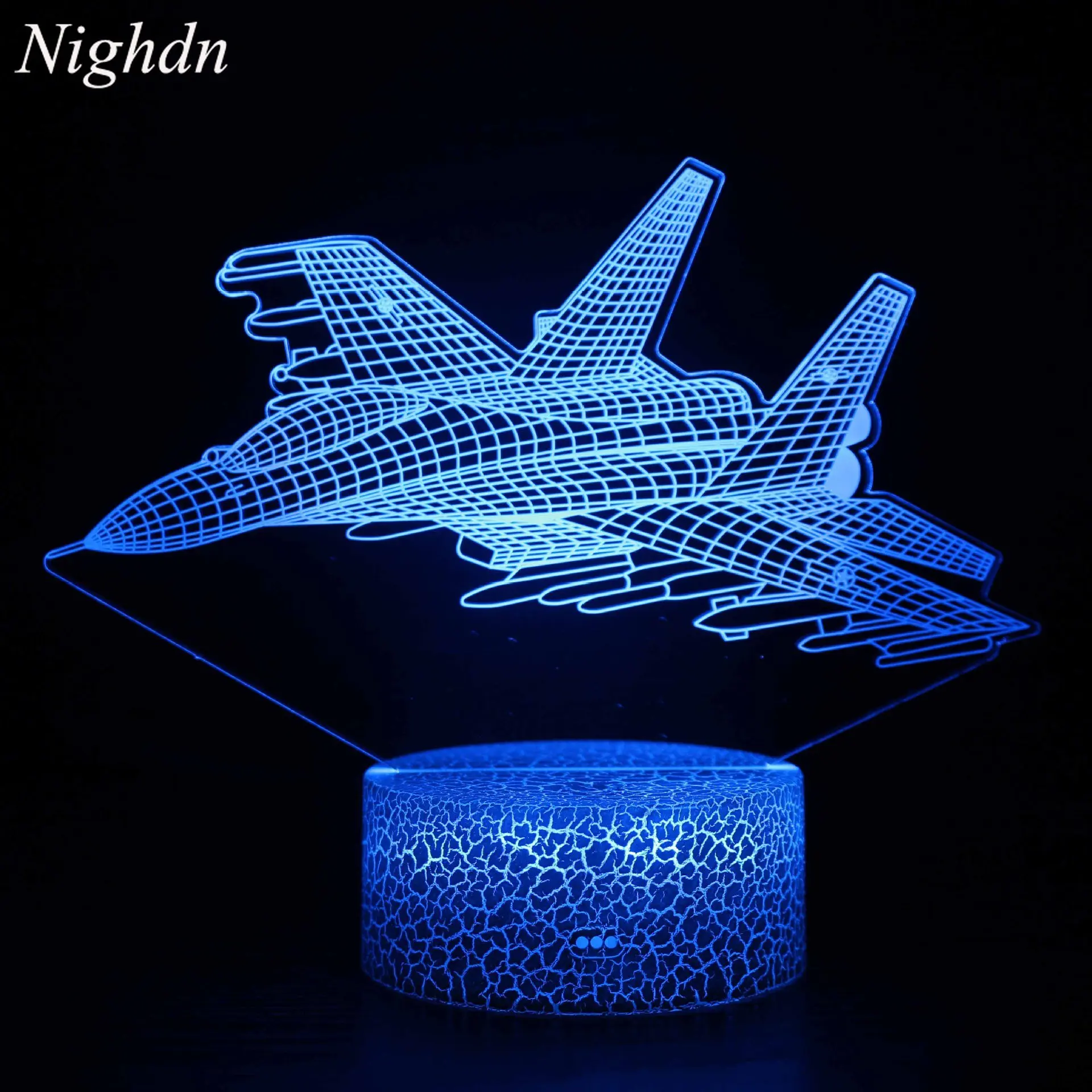 Airplane 3D Night Light Bedside Lamp Fighter Toy Light 7 Colors Changing with Remote Control Christmas Birthday Gifts Aircraft