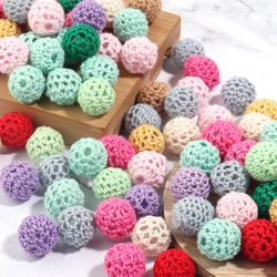 10pcs 14/20mm Wool Crochet Beads Elegant Crochet Round Beads for DIY Baby Pacifier Clip Chain Accessories Jewellery Making