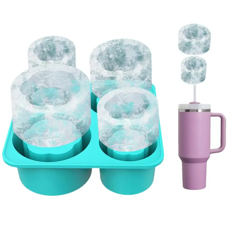 

Ice Trays For Freezer Safe Ice Holder Ice Mold With Lid Hollow Cylinder Design Ice Cube Tray 4-Hole Design Easy To Use & Clean