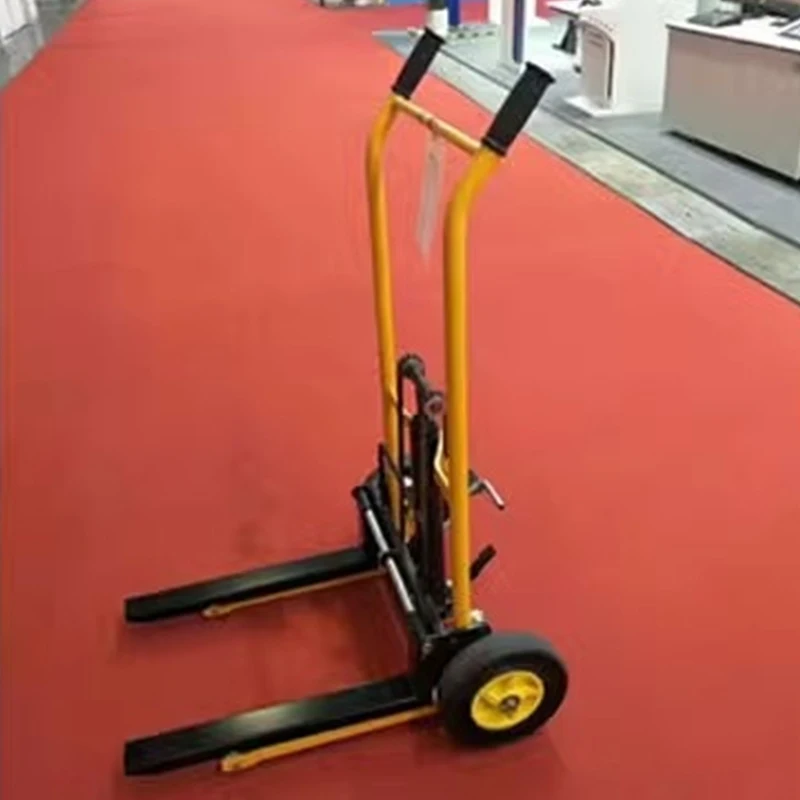 Mini 200kg load-bearing forklift, portable manual handling stacker, light and small household lift truck, hydraulic unloading