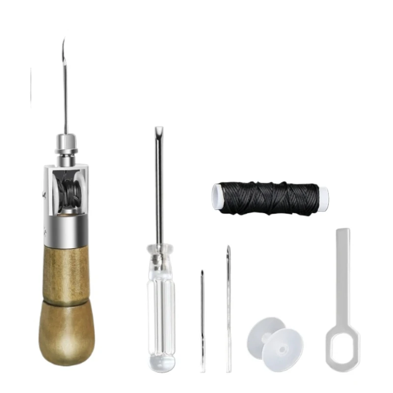 DIY leer naaien priem kit gewaxte draad hand naaien gereedschap lederen ambachtelijke rand stiksels riem strips schoenmaker canvas reparatie gereedschap